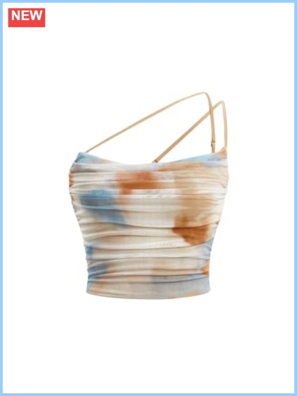 Tie Dye Cut Out One Shoulder Ruched Crop Cami Top Slight Stretch